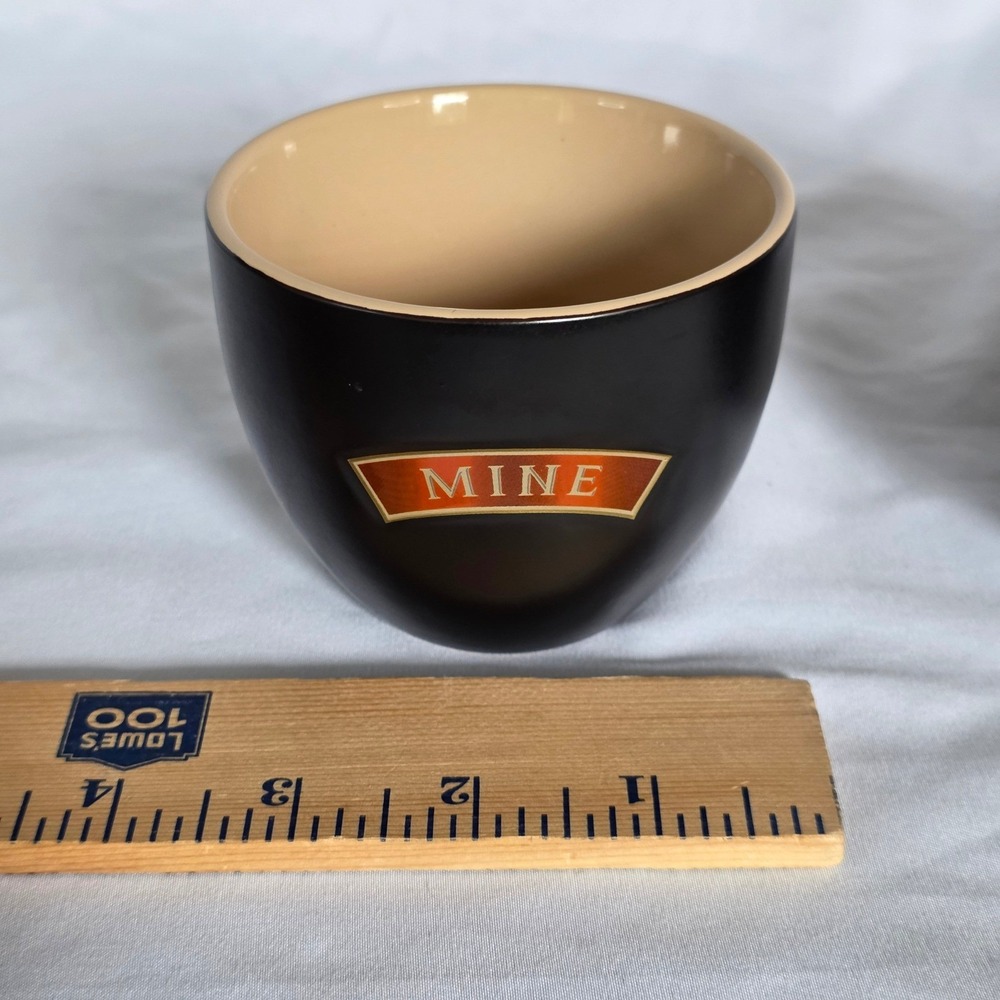 Baileys Irish Cream Mine and Yours Vintage Ceramic Cups Set of 2 Black Tan - Picture 3 of 9